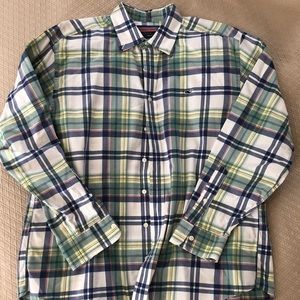 VV whale shirt, blue/yellow/green plaid